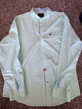 American Eagle Men's XL Classic Fit Long Sleeve Button Down Shirt Mint Green